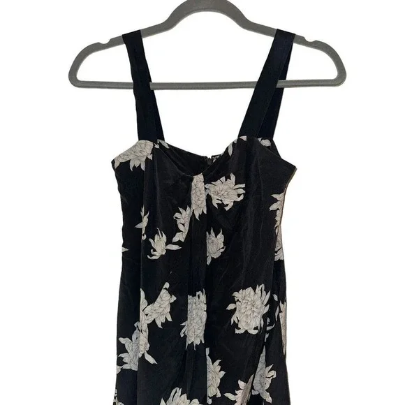 Vince Silk Midi Dress Midnight Blue Floral Sleeveless Asymmetric Size XS - Picture 3 of 7